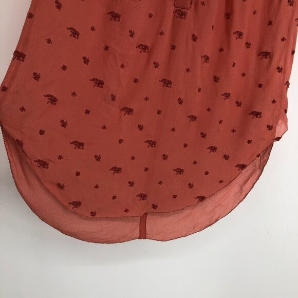 Aritzia Wilfred  Le Fou Peach Short Sleeve Embroidered 1/2 Button Midi Dress XS - Picture 4 of 13